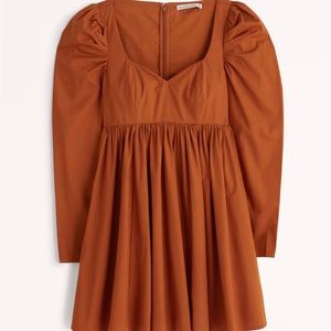 Long Sleeve Poplin Babydoll Mini Dress